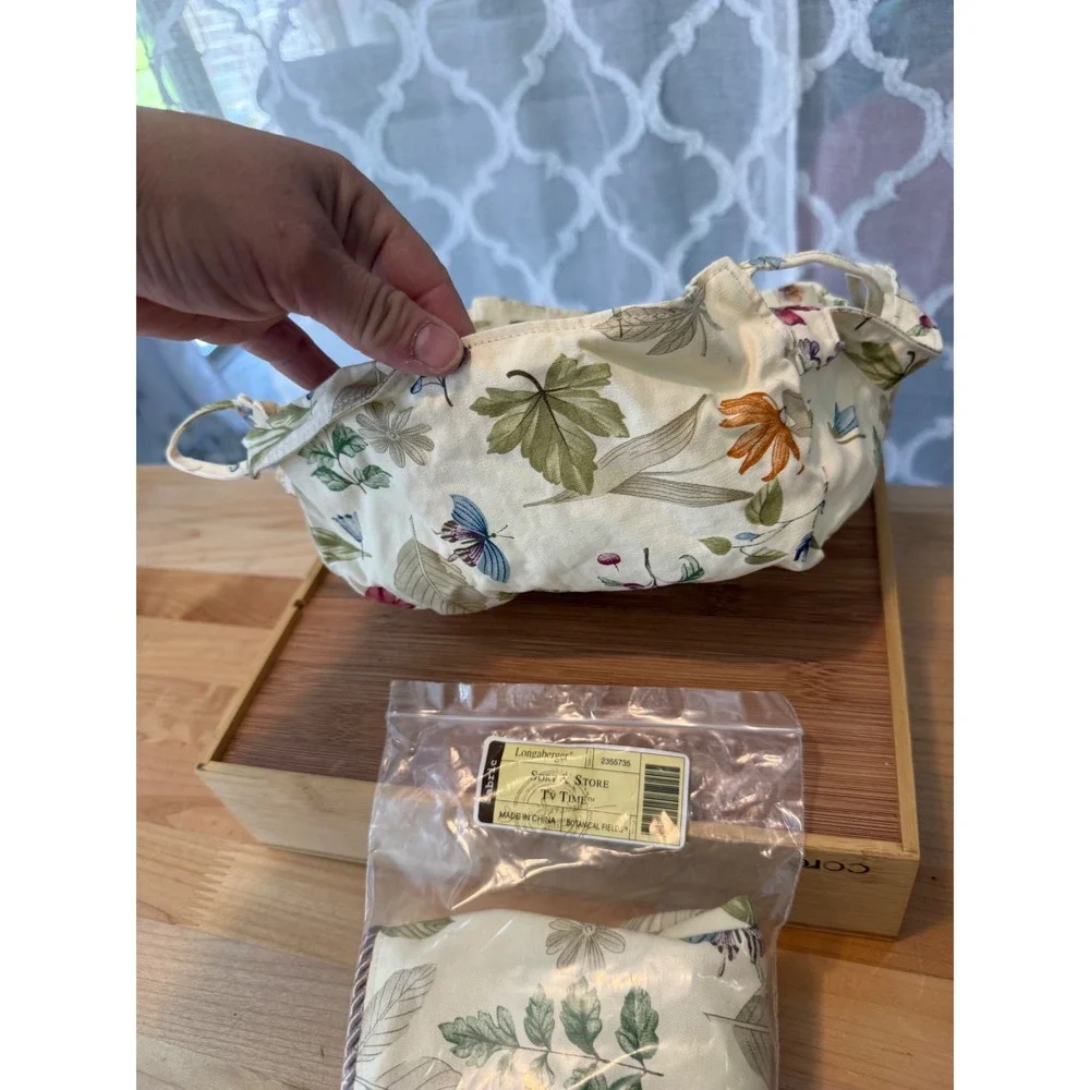 Longaberger Botanical Fields Basket Liner Set Small Serving Sort & Store TV Time